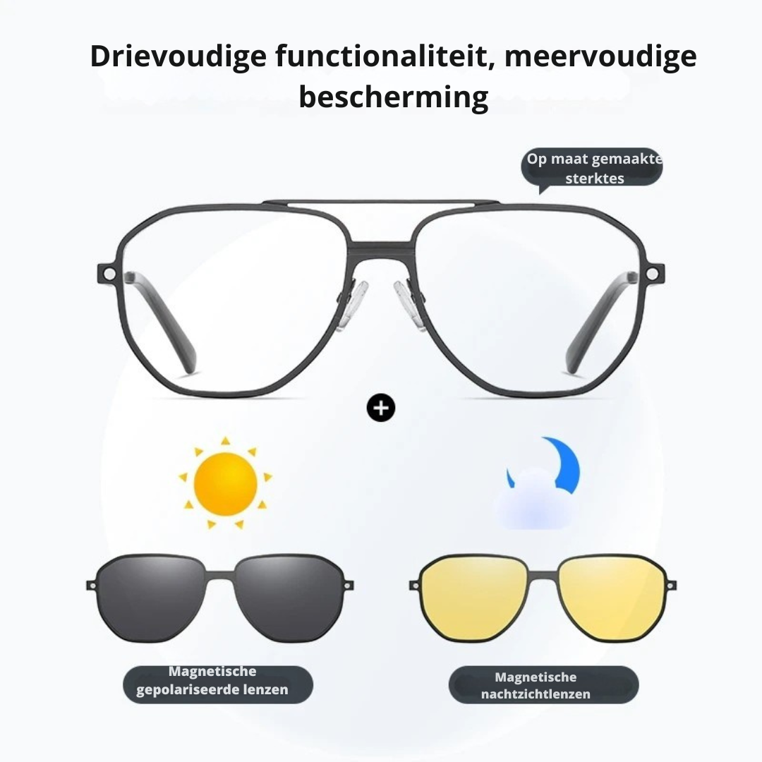 3-in-1 Magnetische Opzetbril