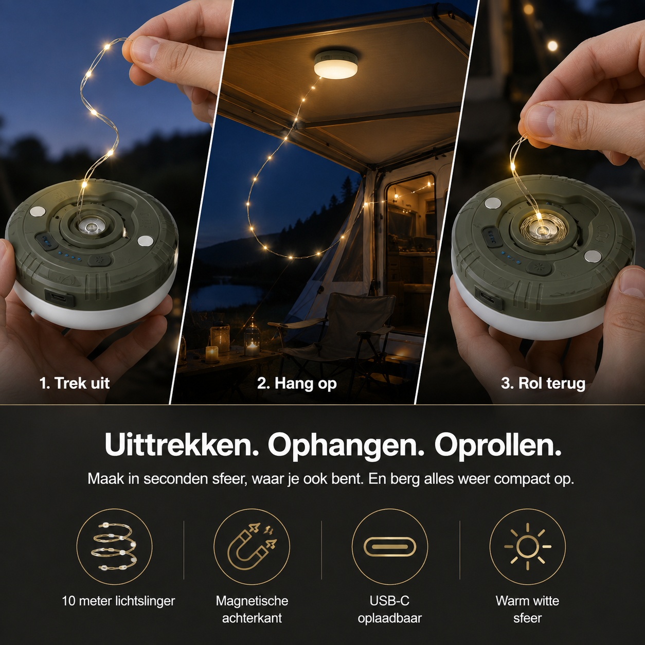 CampGlow Retractable Lights
